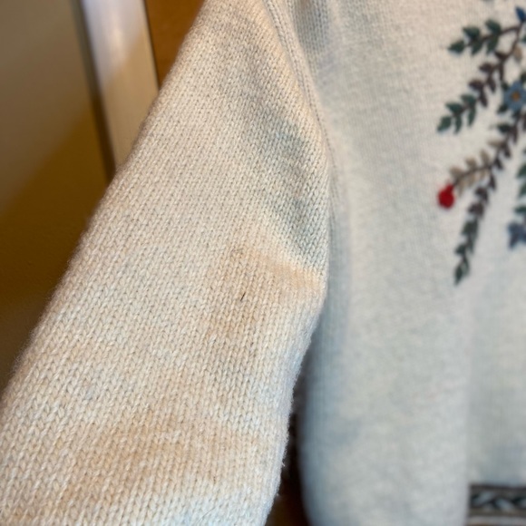 Vtg handmade chunky knit cardigan sweater fair isle flower M/L grannicore winter - Picture 7 of 13